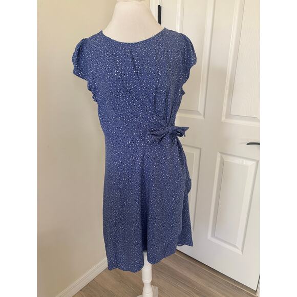 NWT Ann Taylor Blue Faux Wrap Dress Zipper Back Size 12 - Picture 1 of 4